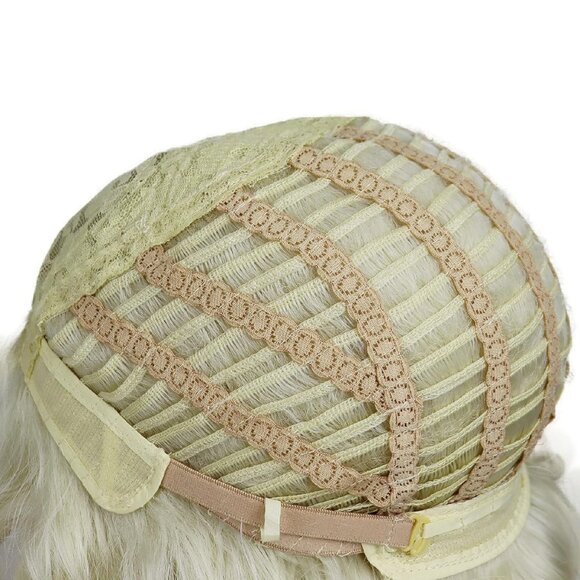 Short Blonde Curly Wig for Women - 80s Flip Style, Platinum Blonde, Synthetic - Picture 5 of 11